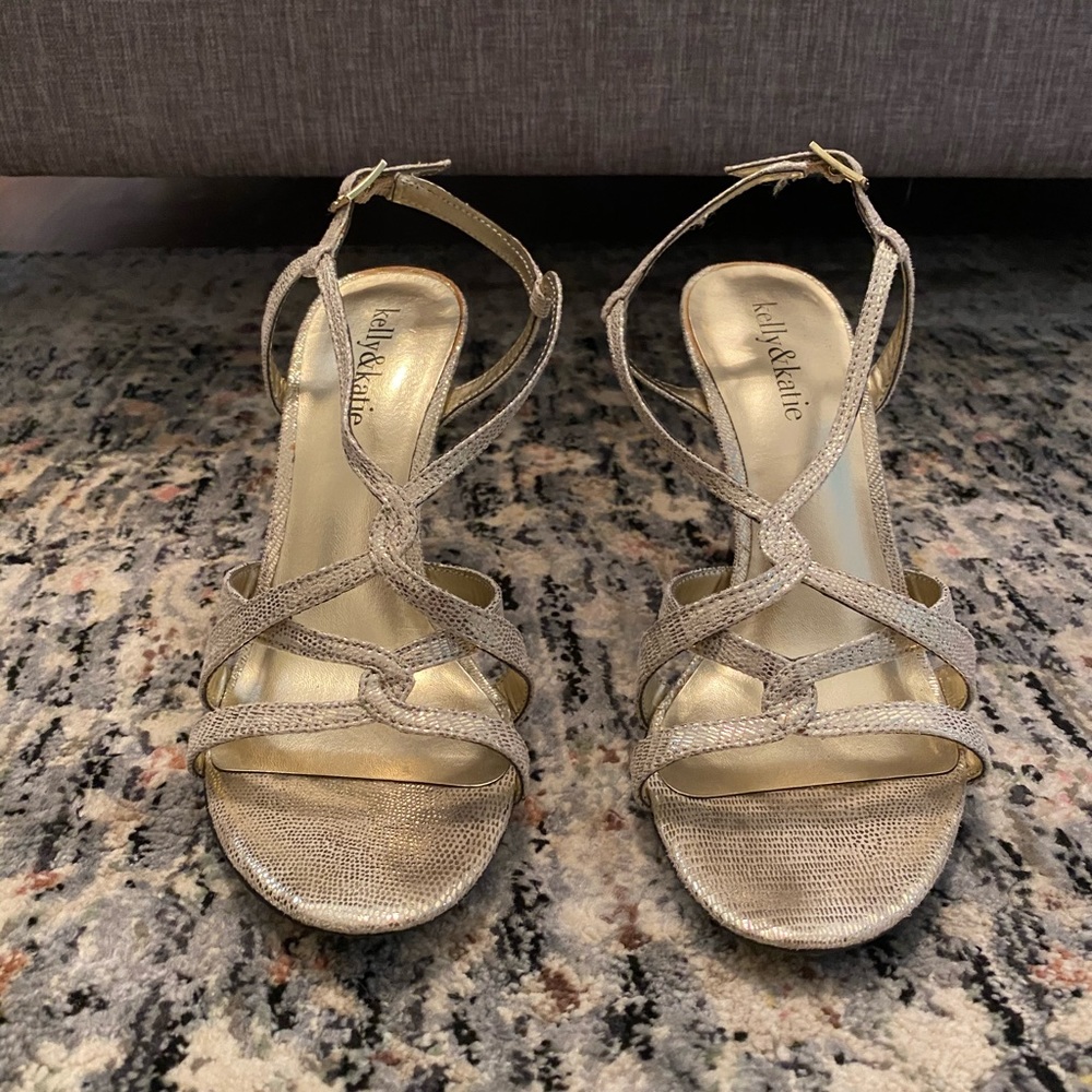 Strappy gold heels